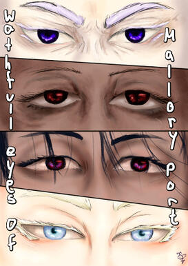 Artwork of the 4 "The Watch" characters from Mallory Port
